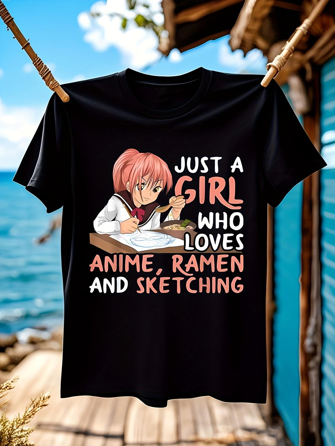 Wo Anime Ramen Lover Graphic Tshirt Just A Girl Who Loves... XXL