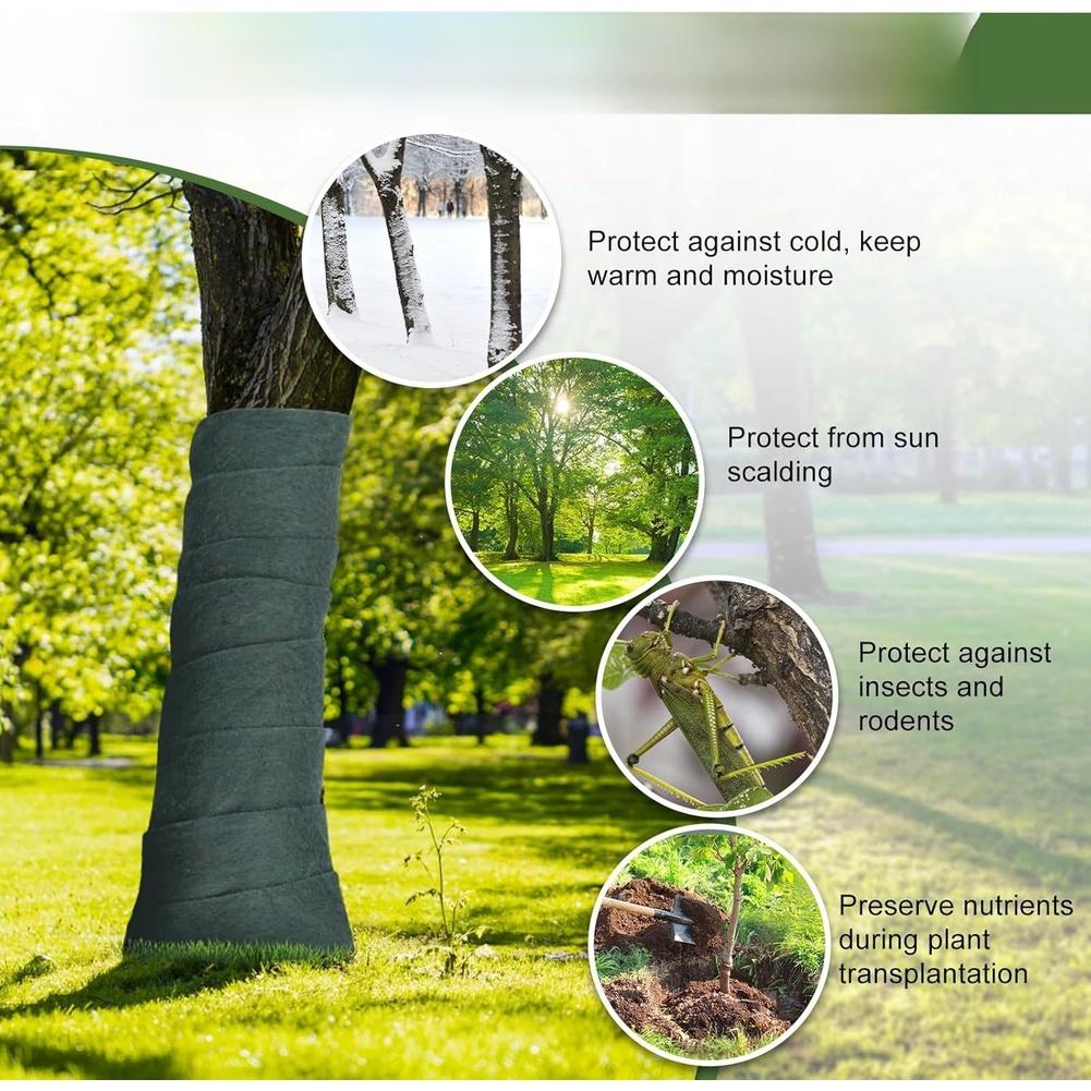 Cold Protection Band 2 Rolls Breathable and Reusable Wraps for Trees and Plants to Shield Against Frost and Maintain Moisture