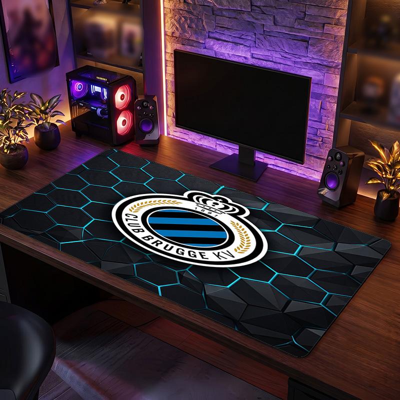 Club Brugge FC Theme Pattern Mouse Pad, Soccer Logo Design XXL Gaming Desk Mat Non-Slip Computer Mouse Pad