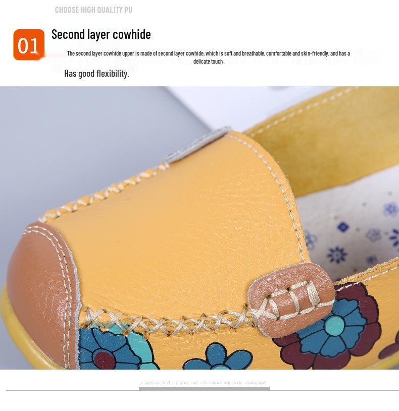 2025 Women's Printed Cowhide Pointed Toe Flats - Comfortable Casual Nursing Shoes