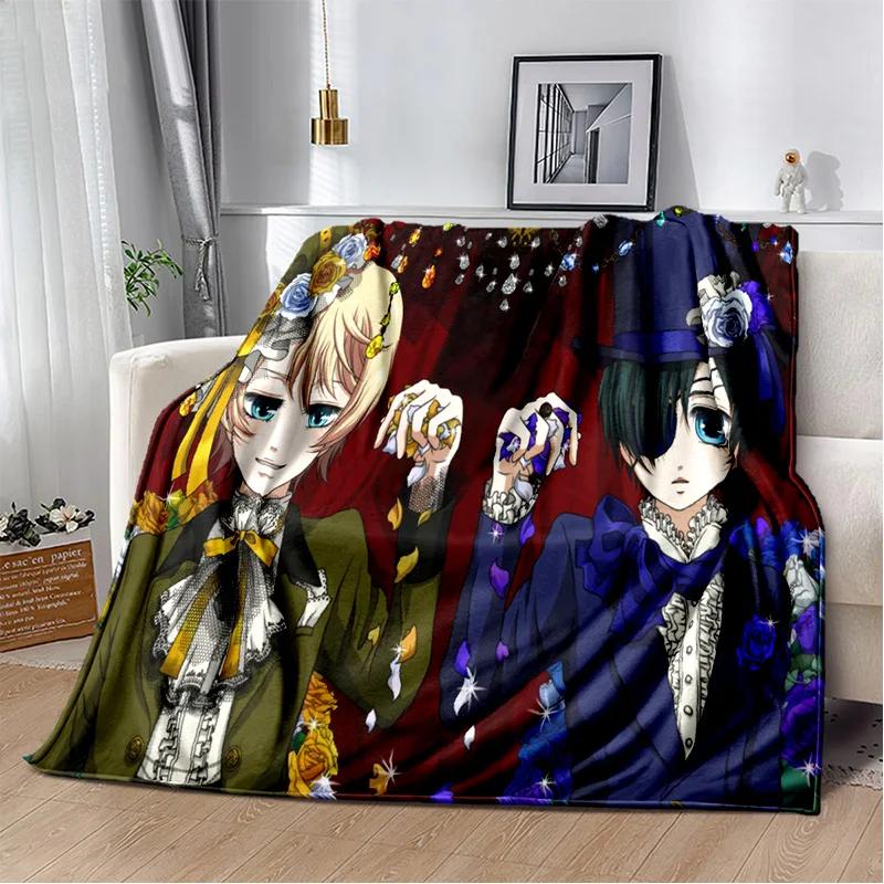 שמיכת קריקטורה אנימה תלת מימדית בלאק באטלר, שמיכת פליז רכה לבית, לחדר שינה, למיטה, לספה, לפיקניק, לנסיעות, למשרד, לכיסוי מנוחה, שמיכת ילדים