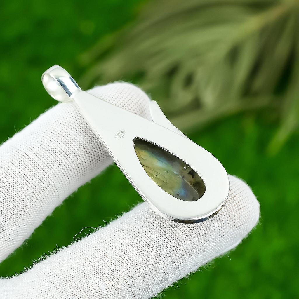 Wedding Gift For Her 925 Sterling Silver Natural Labradorite Gemstone Pendant