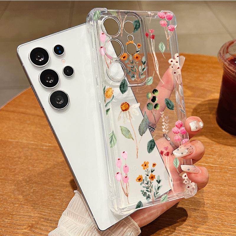 Colorful Flowers Pattern Phone Case For Samsung Galaxy S26 S25 S24 S23 Ultra S22 Plus S21 S24 S25 FE Clear Shockproof Soft Cover
