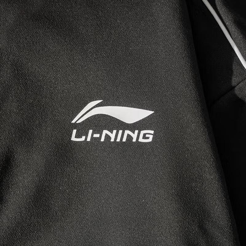 Li Ning Logo-Print Trendiger Outdoor Locker Bequemer Vielseitiger Hoodie Lässiger Sportanzug Unisex Hoodies Schwarz YWDV357-1-AKL03-1