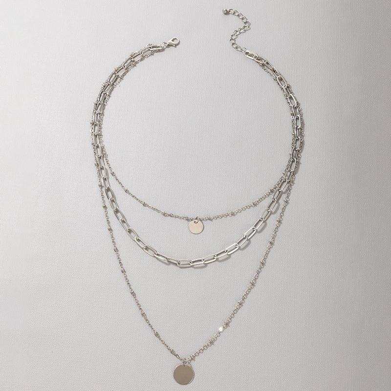 Fashion Temperament Personality Thick Chain Accessories Women, Multi-layer Sweater Chain Disc Sequin Necklace
