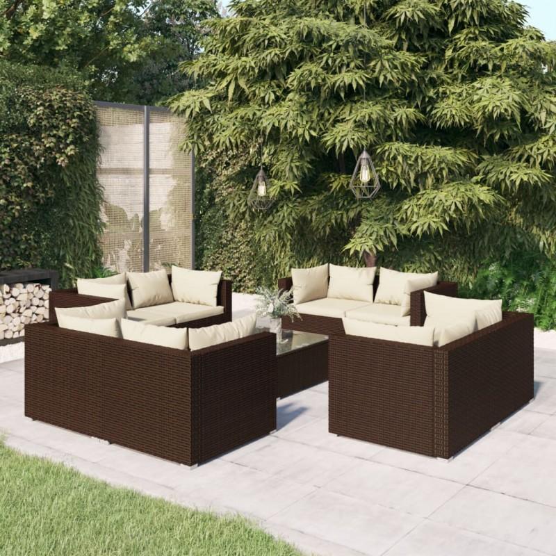 Day and Night - Day and Night 9-piece Garden Furniture Set and Brown Synthetic Rattan Cushions