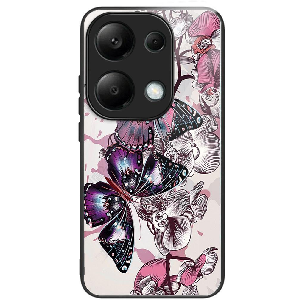 For Xiaomi Redmi Note 13 Pro 4G/Poco M6 Pro 4G Phone Case TPU+Tempered Glass Cover Pattern Print