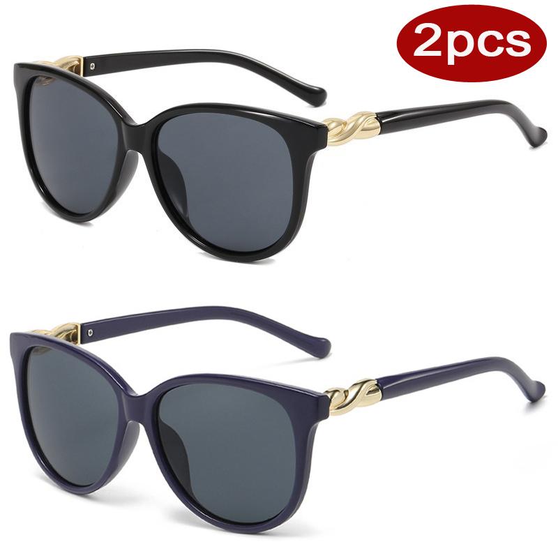 1 2pcs Fashion Round Large Sunglasses Gradient Lens Anti UV Sun Glasses Women Korean Style Streetwear UV400