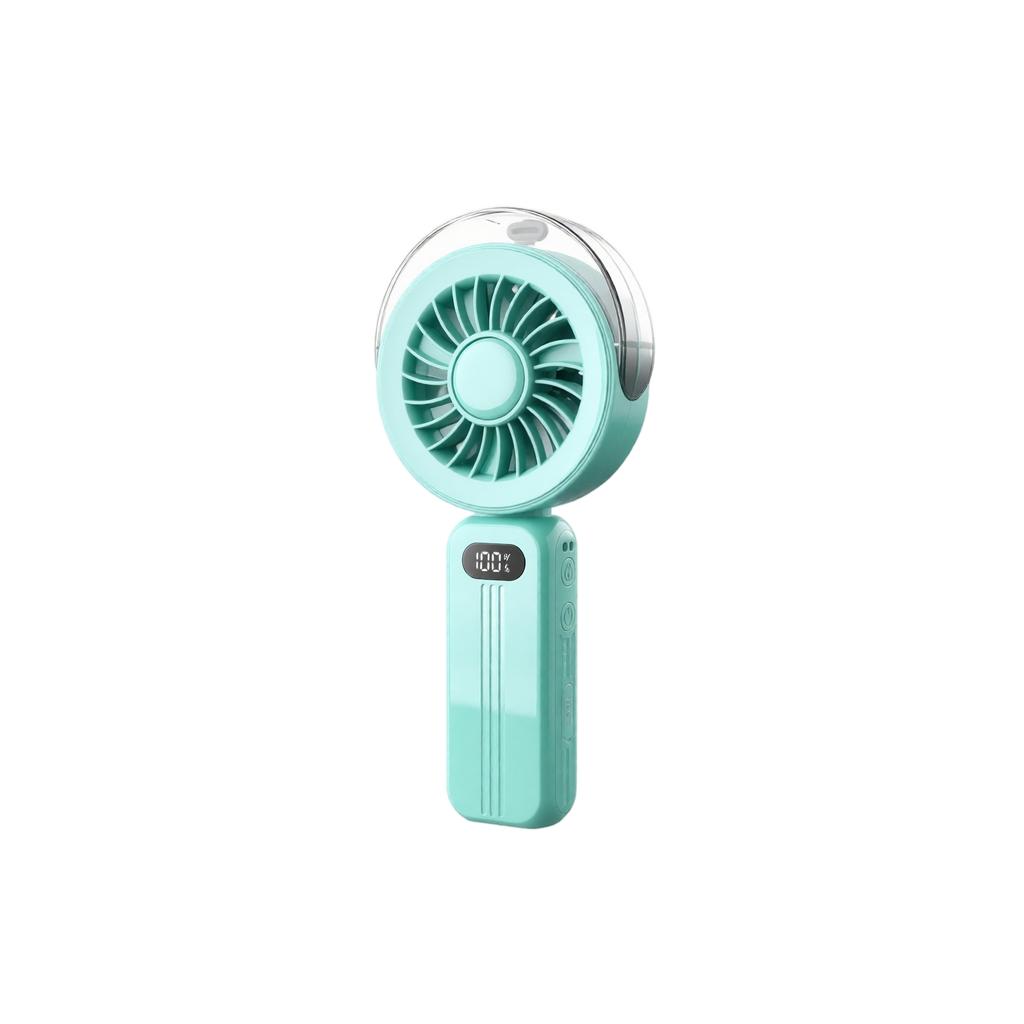 Portable Handheld Fan with Spray Foldable Rechargeable Brushless Motor High Capacity Battery Strong Airflow for Outdoor Travel