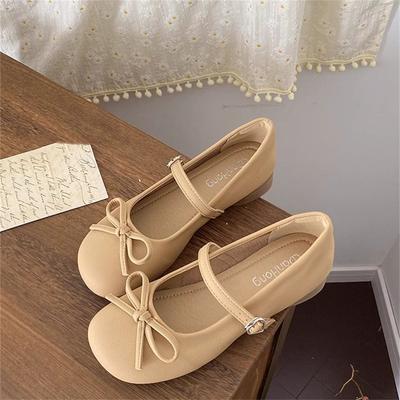 Retro runder Kopf flacher Boden kleine Lederschuhe Damen neu Frühling und Herbst vielseitiger Rock weiche Sohle Mary Jane Einzelschuhe