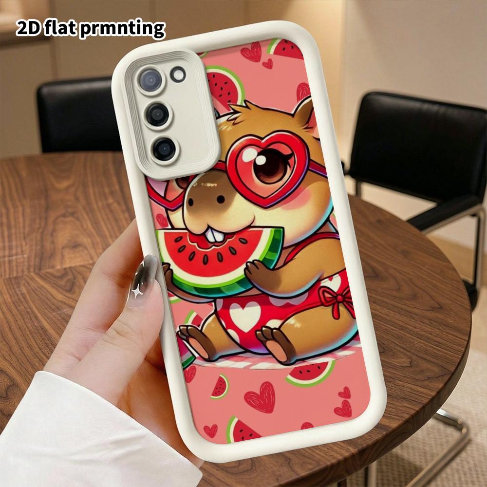Phone Case: 2D Flat Samsung Galaxy A34 A35 M05 M06 S20 S22 S21 FE Plus 5G Layered Protective Case, Capybara On Top, Christmas and Halloween Gifts