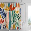 Nordic Style Bathroom Soft Fabric Shower Curtain Abstract Tropical Plant Art Pattern Waterproof Bathroom Decorative Curtain