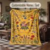 Floral Garden Art 1 Theme Throw Blanket Custom Name Text Personalized Blanket Soft Cozy Blanket for Home Sofa Bed