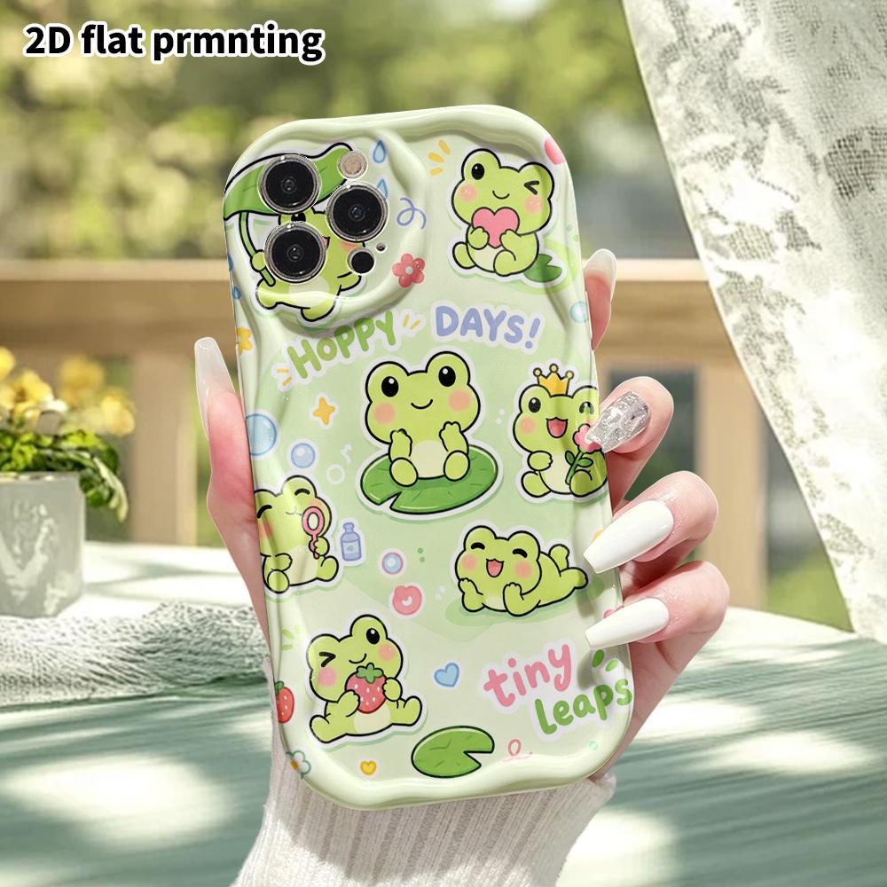 Phone Case: 2D Flat Design Suitable for iPhone 18 17 16 15 14 13 Pro Protective Case, Little Frogs In Different Poses, Perfect Christmas and Halloween