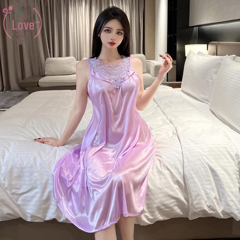 Milian Sexy Plus Size Lace Nightdress Korean Style Sleeveless Lingerie 