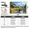 2D Scenic Mountain Backdrop, Alpine Cabin with Waterfall & Forest Photography Background