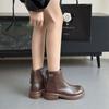 Autumn and winter velvet warm Martin boots women's rear zipper small short boots women's thick-soled casual thin boots women
