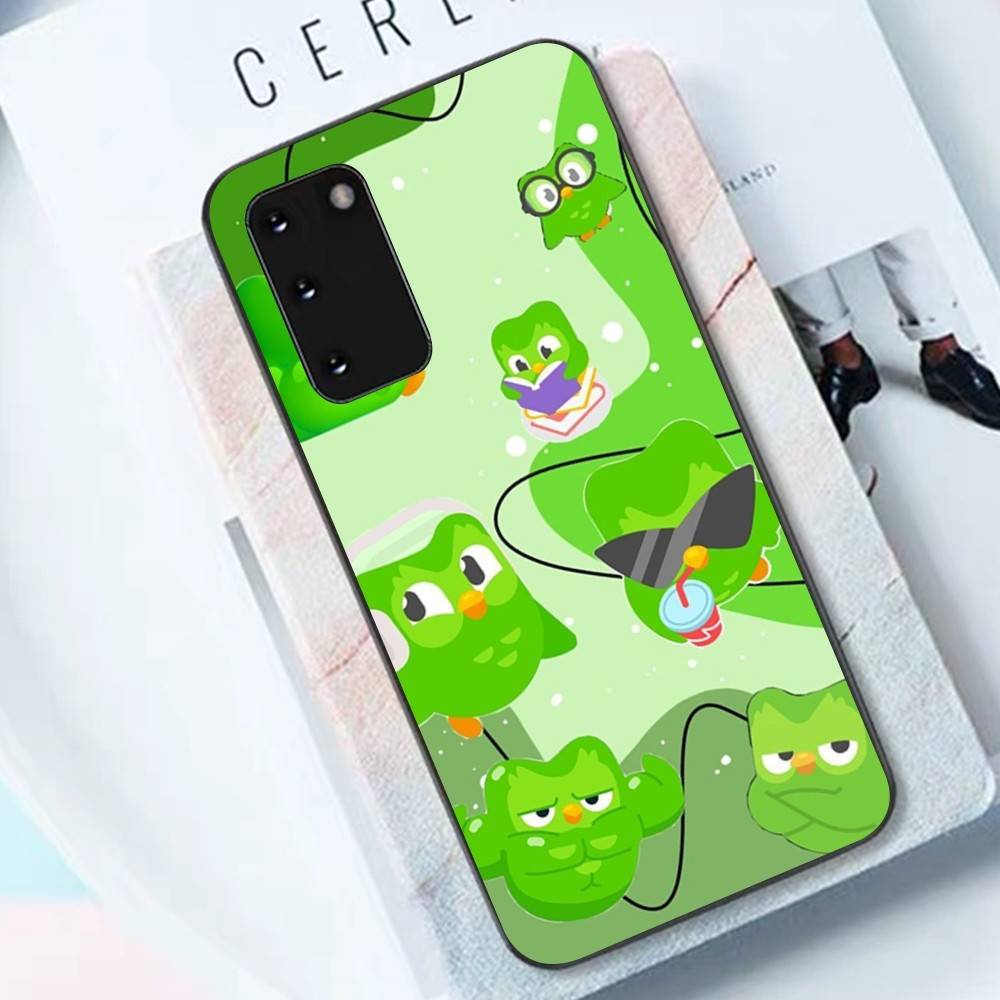 Popular D-Duolingo Green Owl Phone Case For Samsung S 24 Fe 25 Ultra Plus 20 Lite 21 30 22 23 24 22 Ultra 5G Fundas