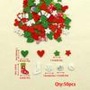 100pcs Recycled Wood Christmas Buttons - Assorted Festive Designs (Snowflakes, Hearts, Flowers, Boots) - Vibrant Mixed Colors