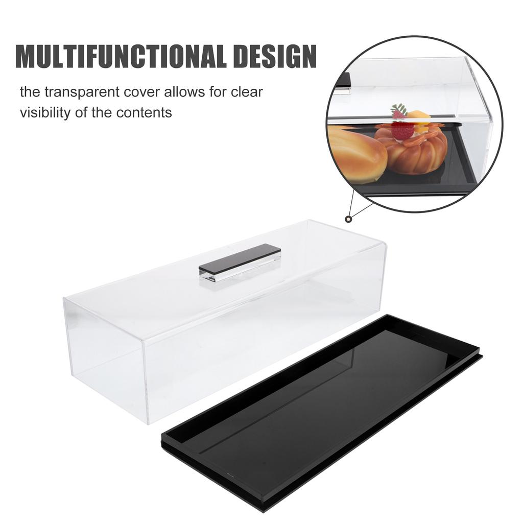 Transparenter Acryl-Kuchenständer Rechteckiger Dessert-Präsentationshalter Tragbarer Laibbehälter Charcuterie-Brett Aufbewahrungsbehälter