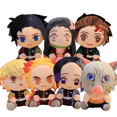 Neue 20cm Heiße Dämonentöter Plüschpuppen Niedliche Anime Kimetsu No Yaiba Kamado Tanjirou Nezuko Zenitsu Kyoujurou Spielzeug Kindergeschenke