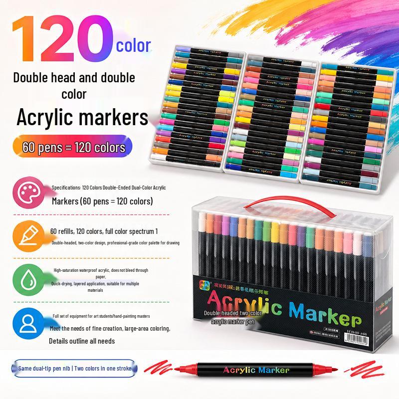 Washable Soft Tip Acrylic Marker Pen - Non-Bleeding, Stackable, Ideal for Students and Graffiti Art