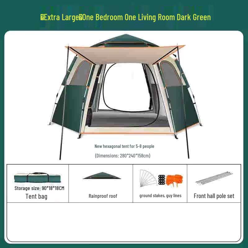 Hexagonal Double-Layer Outdoor Camping Tent 200x150x125cm