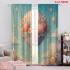 2pcs 2D Flat Printing Curtains Vintage Floral  Air Balloon Digital Printed Polyester Drapes Holiday Decorations for Po