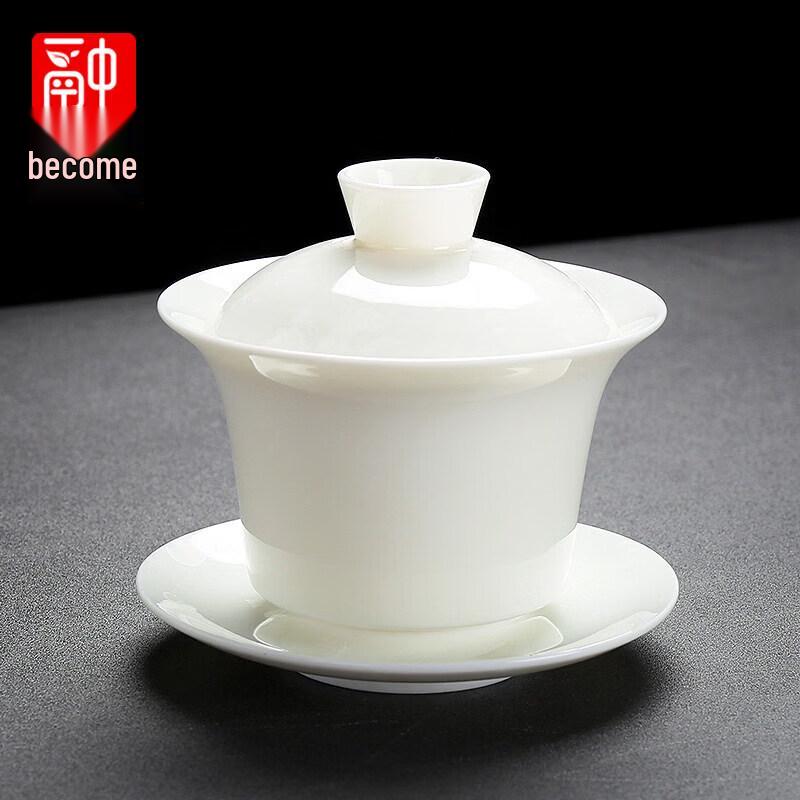 Dehua White Porcelain Mutton-Fat Jade Gaiwan Teacup