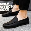Soft Black Round Toe Loafers Men's Leather Shoes Moccasin Male Casual Shoe Flat Low Price Footwear Offer Fashion 2025 Pu Elegant