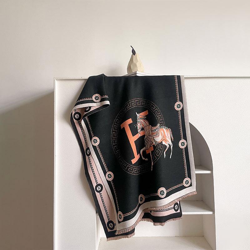 Autumn And Winter Popular Shawl Outside Women'S Scarf Office Blanket Cashmere Fringed Warm Scarf Live Stream