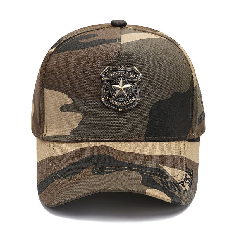 Metallic Camo Baseball Cap Men Army Green Star Pattern Tall Crown High Profile Unisex Outdoor Sun Hat For Daily Fall Winter