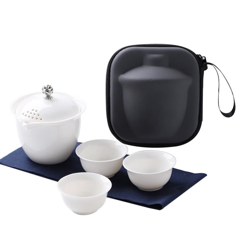 Shangqi Mutton Fat Jade Portable Travel Tea Set