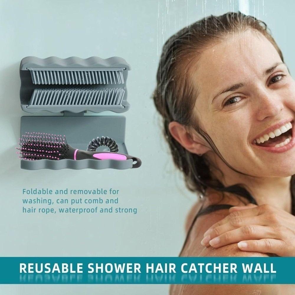 Soft Brush Bathroom Hair Catcher 2in1 Bathtub Hair Stopper Flexible Shower Hair Collector  For Home