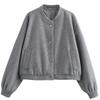 Ladies' Solid Color Fashionable Pocket Long Sleeved Zipper Casual Top  Jacket Jacket