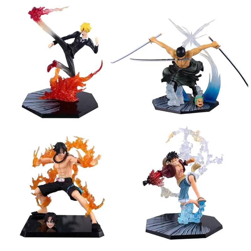 ONE PIECE Fire Fist Luffy Ace Ghost Slash Sauron Devil Wind Leg Sanji Anime Figure Peripheral Model Knickknack