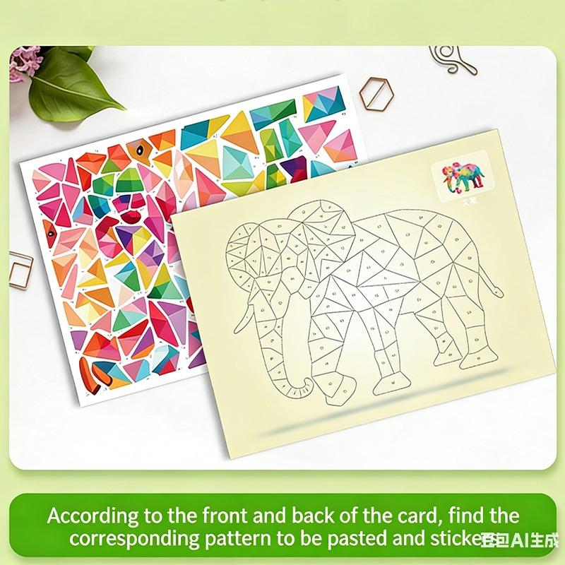 3D Geometrische Tier-Puzzles Aufkleber DIY Handgemacht Kreativ Collage Aufkleber Kunst-Set Entwicklungsfokus Lernspielzeug