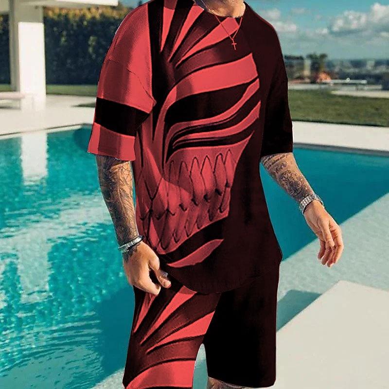 Men's Graphic Prints Technology 2pcs Tees Sets Matching Sets Short Sleeve Short Pants Summer