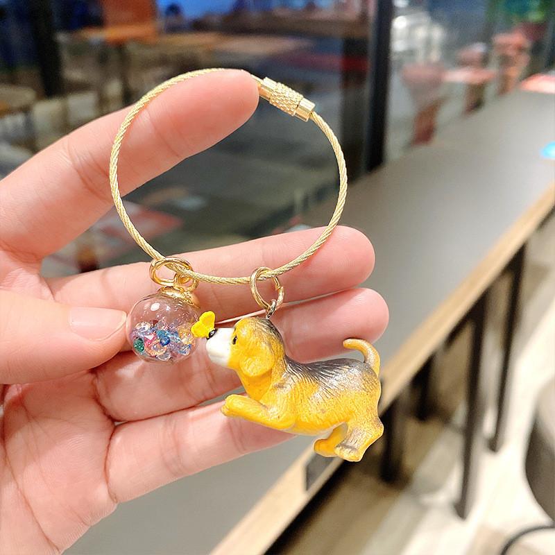 

Dog Playful Sock Keychain With Gold Ring Unique Teachers Gift Day Butterfly Dog