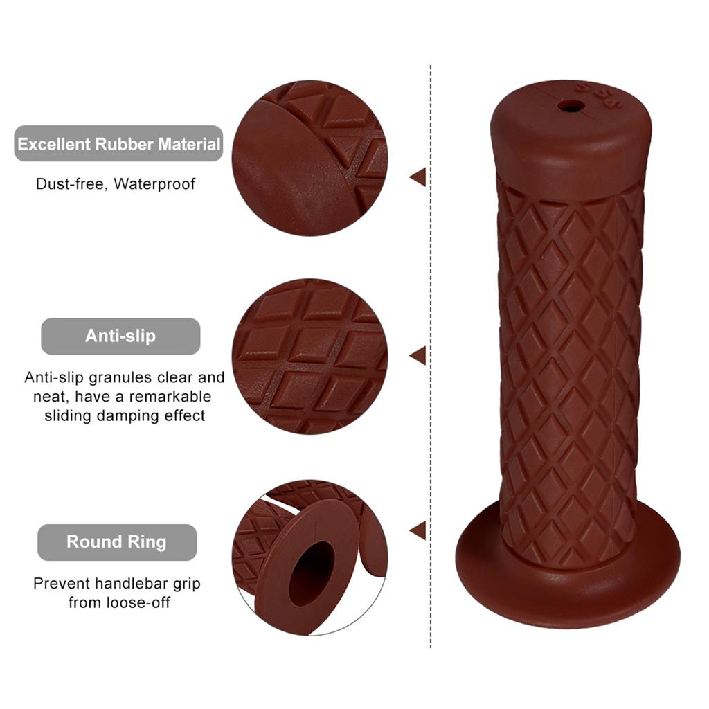 22mm 7/8"   Vintage Soft Rubber Handle Bar Hand Grips For Motorcycle Dirt Bike Black