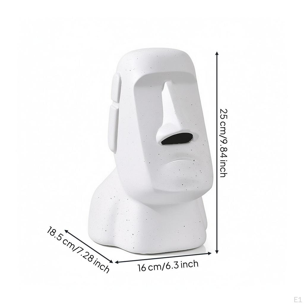 Moai Tissue Holder Sculptural Statue Box Glossy for Desk, Living Room, Office Black