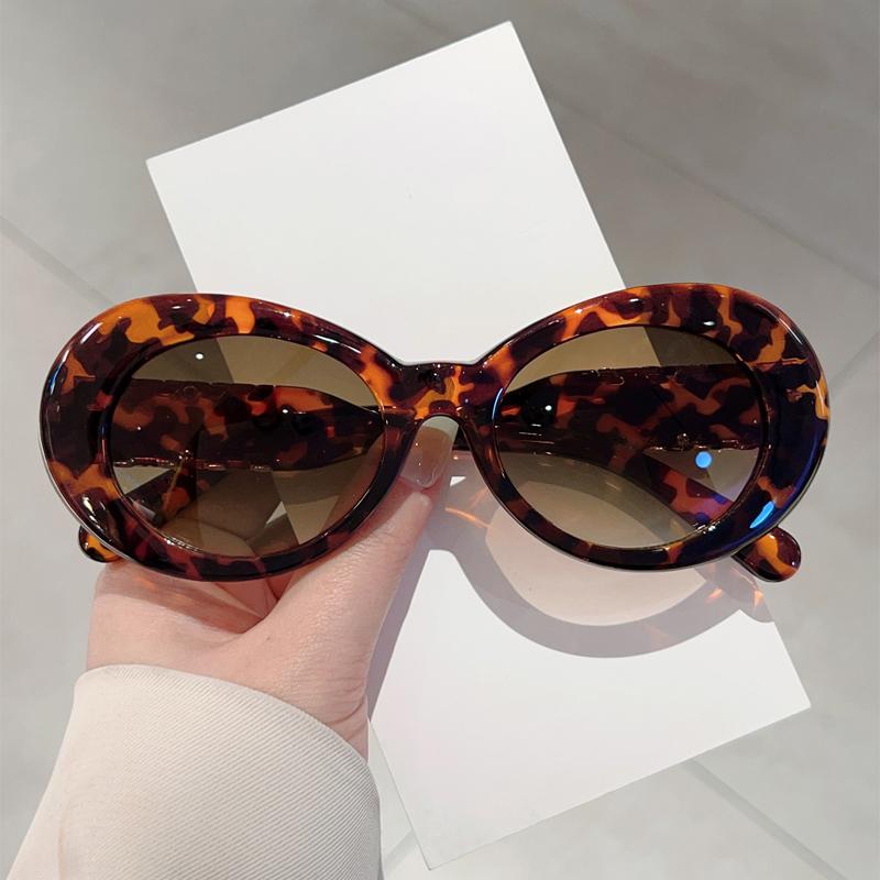 Oval Sunglasses Women  Stylish Gradient Multi-color Korean Style Casual Shades Trendy Luxury Brand Design Sun Glasses