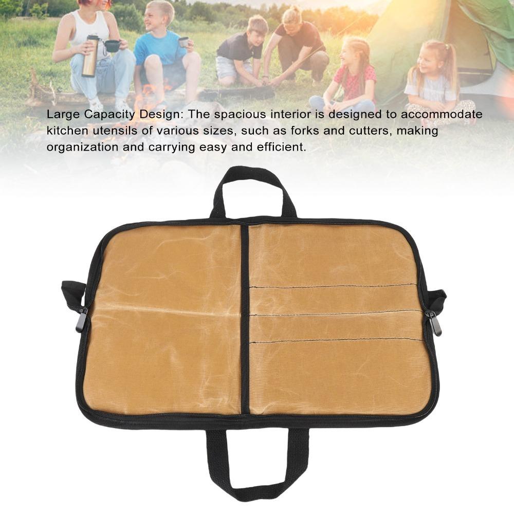 4 Slots Chef Tool Storage Bag Waxed Canvas Knife Roll Bag Portable Knife Case for Home Cooks хаки