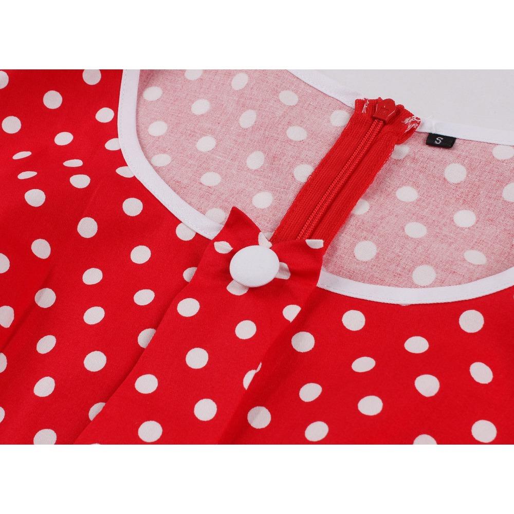 Dámské Vintage šaty Puntíky Rockabilly Koktejl Swing Šaty Jarní Letní Šaty Krátké Rukávy