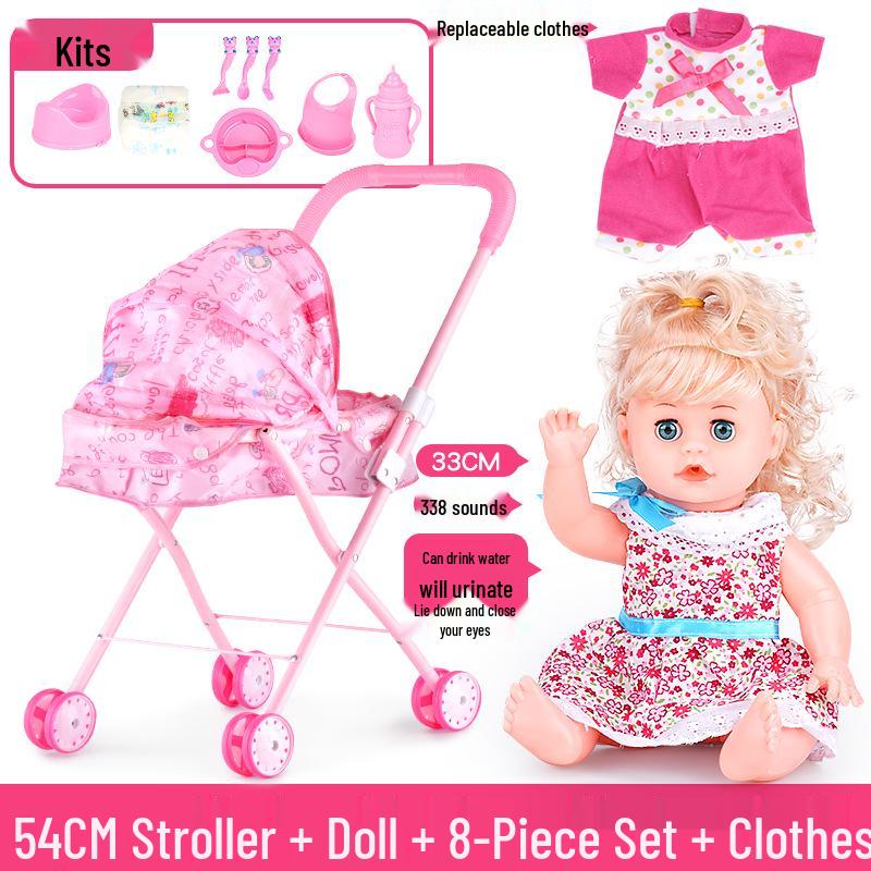 Cross-border Doll & Stroller Set for Girls - Children's Simulation Playhouse Toy