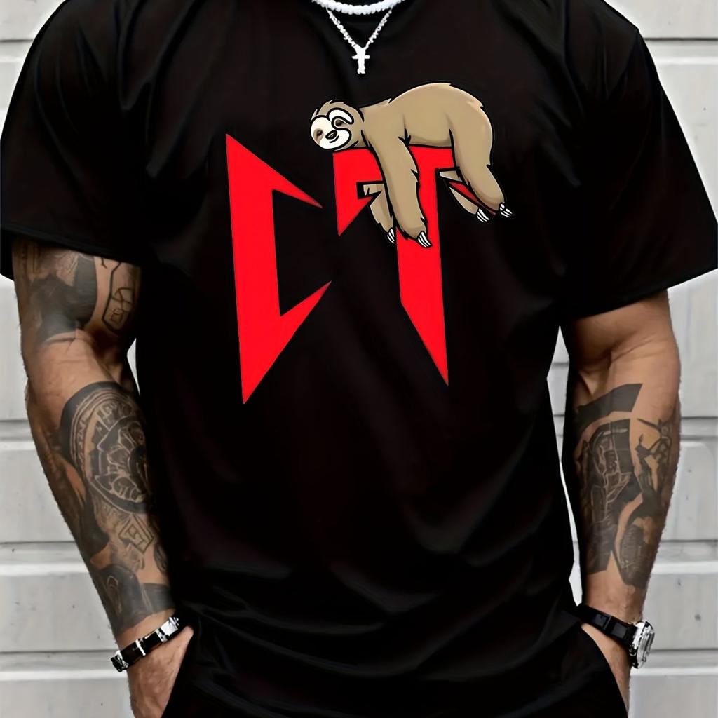 Summer Round Neck 3D Monkey Creative Pattern Print Top Fashionable Casual Short Sleeved Men's T-shirts