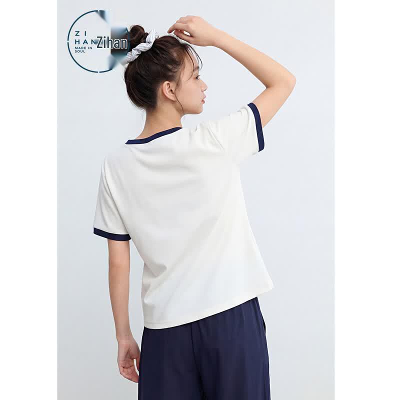 ZIHAN Women's Cotton Feel Cartoon Print Short Sleeve T-Shirt