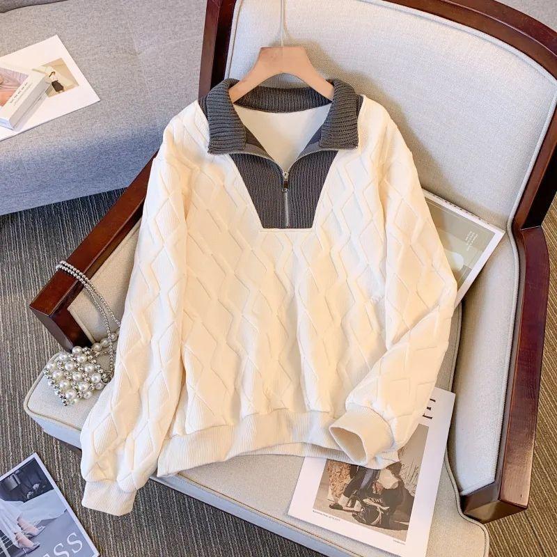 Sweatshirt for Women Cotton Oversize Thickened Loose Half-high Neck Casual Pullover Long Sleeve Winter Sweatshirt Top