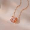 Korean Fashion Sweet Lucky Crystal Pendant Necklace Lovely and Sexy Women's Wedding Jewelry Stainless Steel Neckchain