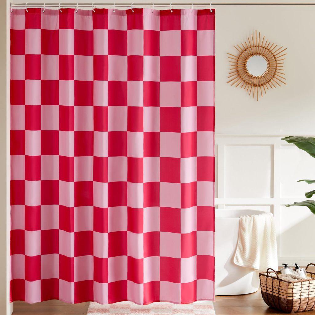 72x72inch Checkerboard Retro Pattern Waterproof Shower Curtain Bathroom For